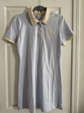 PINK Victoria's Secret Light Blue Polo Dress with Cream Trim